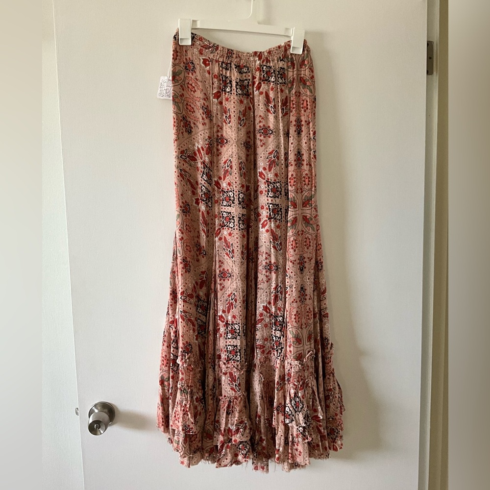 Free People  Cypress Floral Maxi Skirt | Color: Cream pink maxi skirt NWT